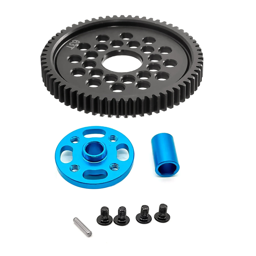 Aluminum High Speed Spur Gear With Gear Mount Kit Upgrade Parts For Tamiya TT02 TT-02 RC Car Accessories Replace 63T/64T/66T/71T