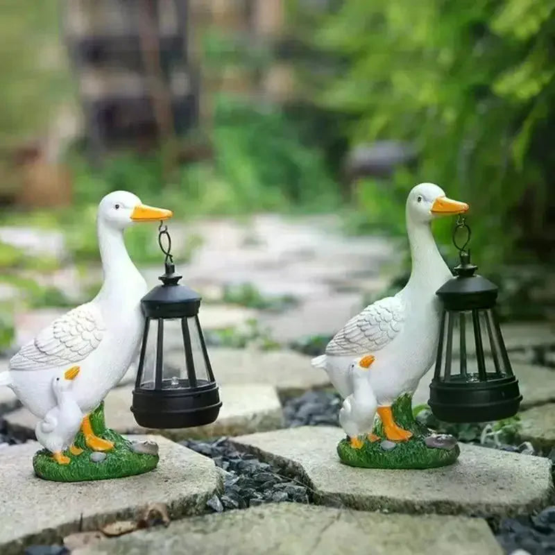 Resin Solar Duck Sculpture Super Bright Warm Light Solar Lamp Garden Stake Light Energy Saving LED Animal Figurine Outdoor Zpaxo