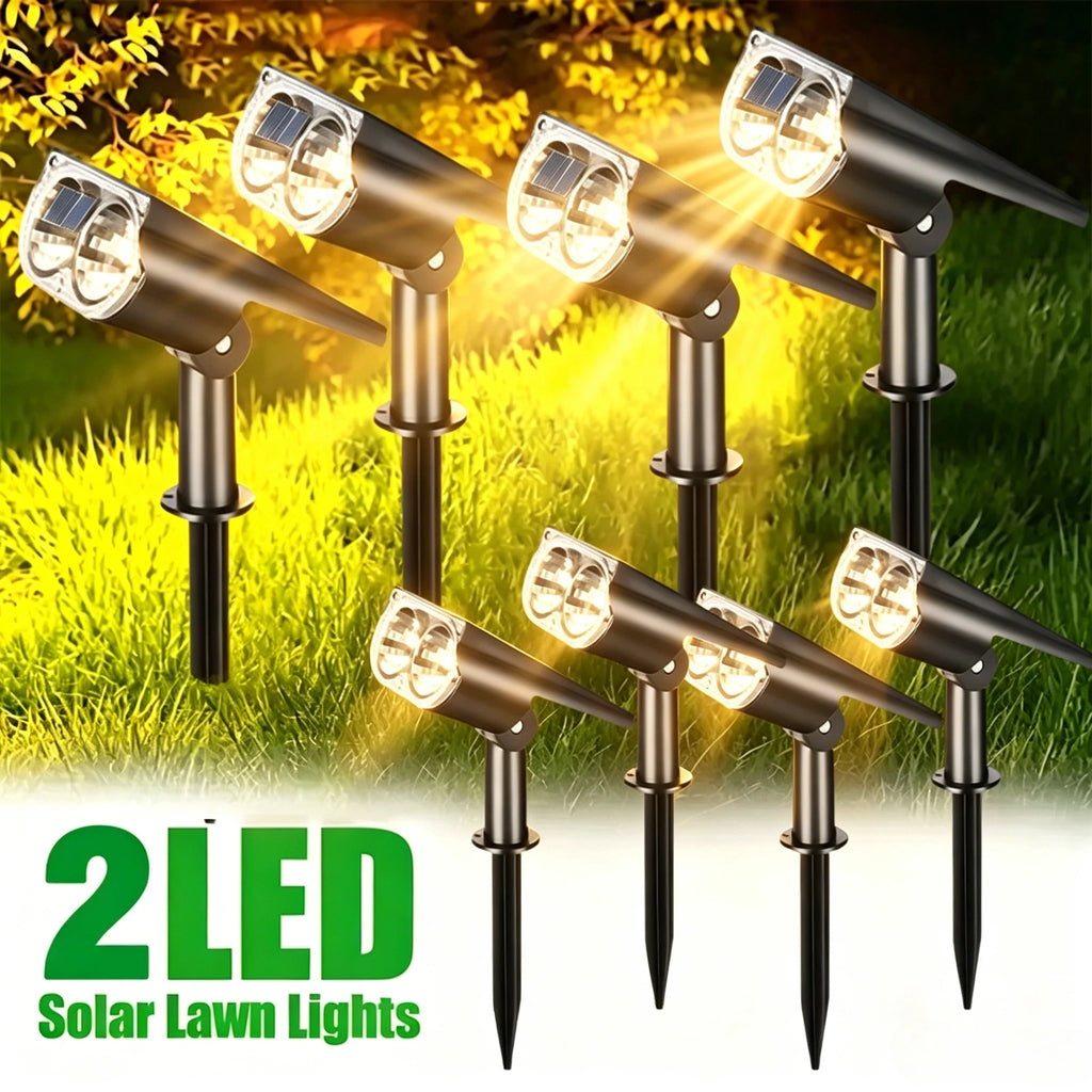 2 LED Solar Spotlights Outdoor IP65 Waterproof Brightness Adjustable Spot Light Garden Backyard Driveway Patio Decor Lamp Zpaxo