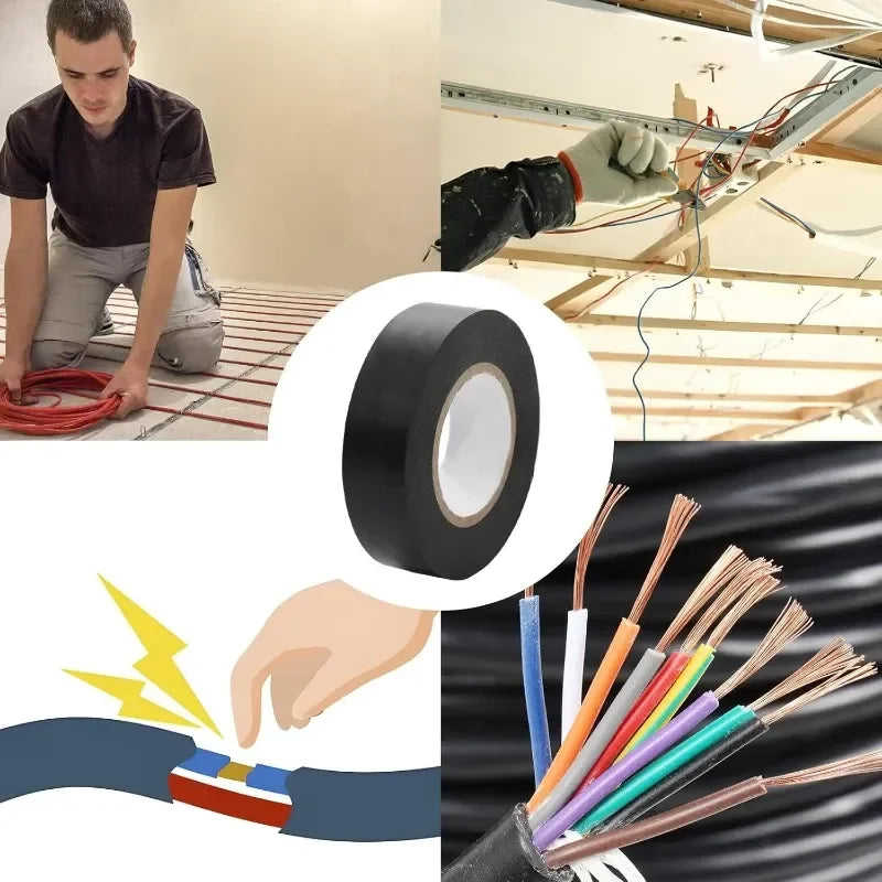 Black Electrical Insulation Tape Wire Bundle Insulation Auto Wiring Wrap Cable Adhesive Insulating Tape Electro Home Improvement Zpaxo