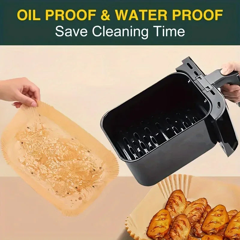 50/100pcs Disposable Air Fryer Paper Non-Stick Kitchen Baking Airfryer Mat Oilproof Micro-wave Barbecue Pad Baking Paper Zpaxo