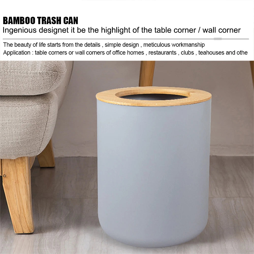 Soap Dispenser Box Toilet Brush Lotion Bottle Trash Can Bamboo