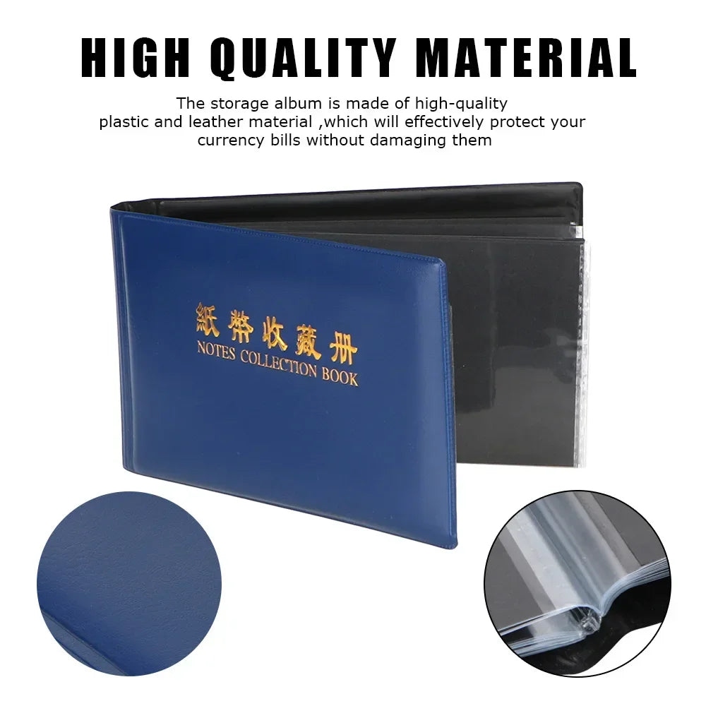 20 Pages Paper Money Collection Album Collection Pockets Loose Leaf Sheet Creative Money Banknote Protective Bag for Collector Zpaxo