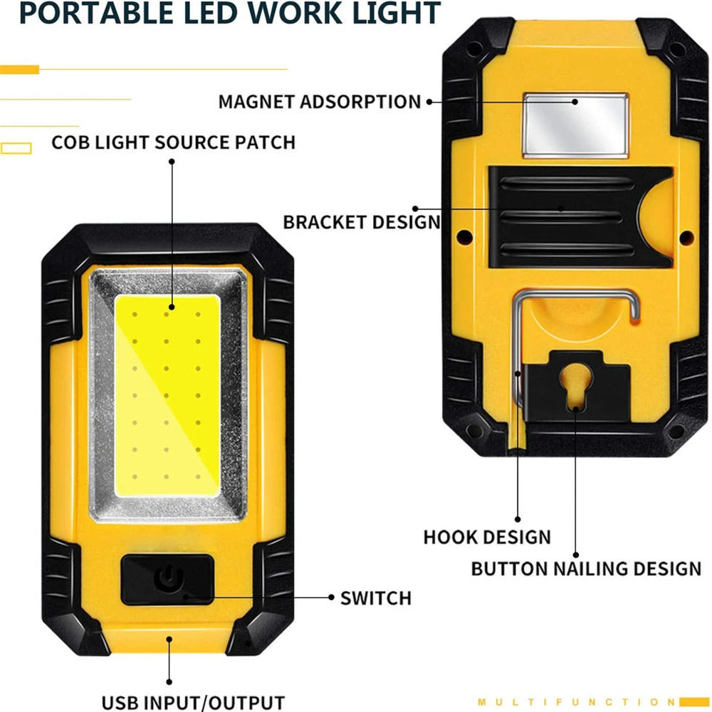 4000mAh COB LED Work Light – Magnetic Rechargeable Lantern