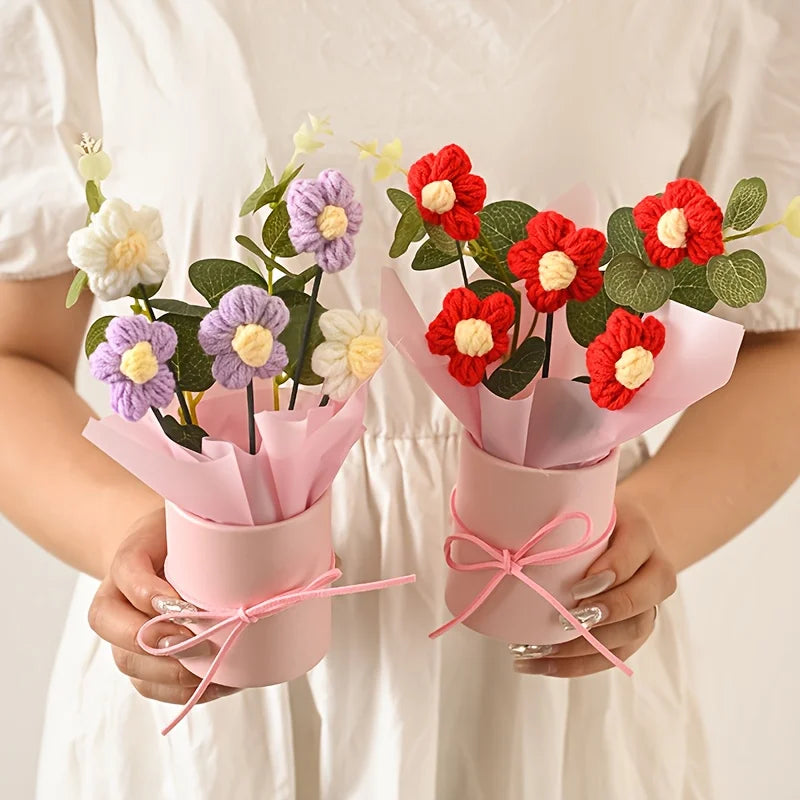 Knitted Handmade Artificial Flower Home Decor Holiday Birthday