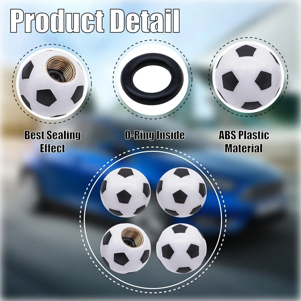 Football Tire Valve Stem Caps – Dustproof 4-Pack | Cars & Bikes