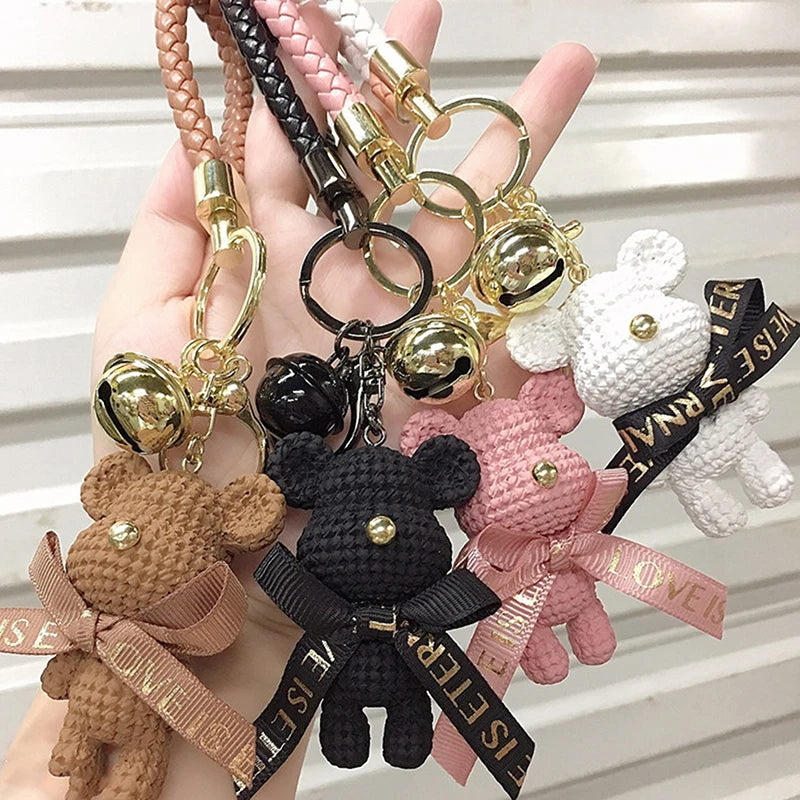 Cute Resin Keychain Charm Bow Bear Pendant Women Bag Car Keyring Zpaxo