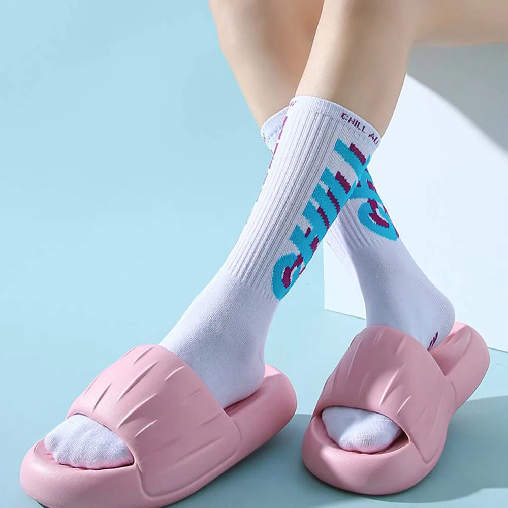 SHAJI Unisex Cartoon Cactus Cloud Slides EVA Thick Platform Non Slip