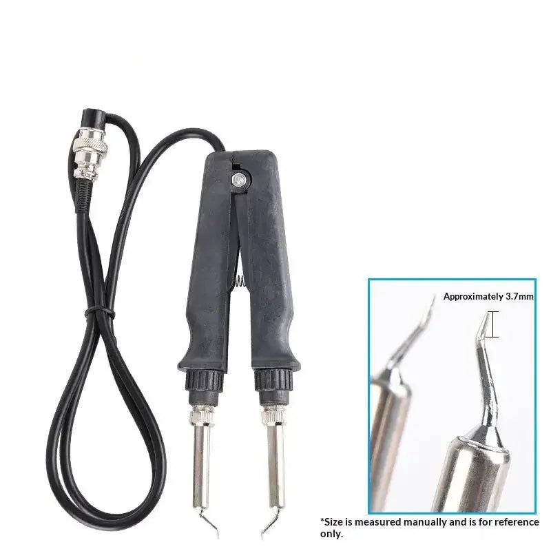 902 BGA Rework Soldering Station Double Electric Heating Clip Soldering Iron Tweezers Portable Desoldering Tweezers Support Tool Zpaxo Curved tip