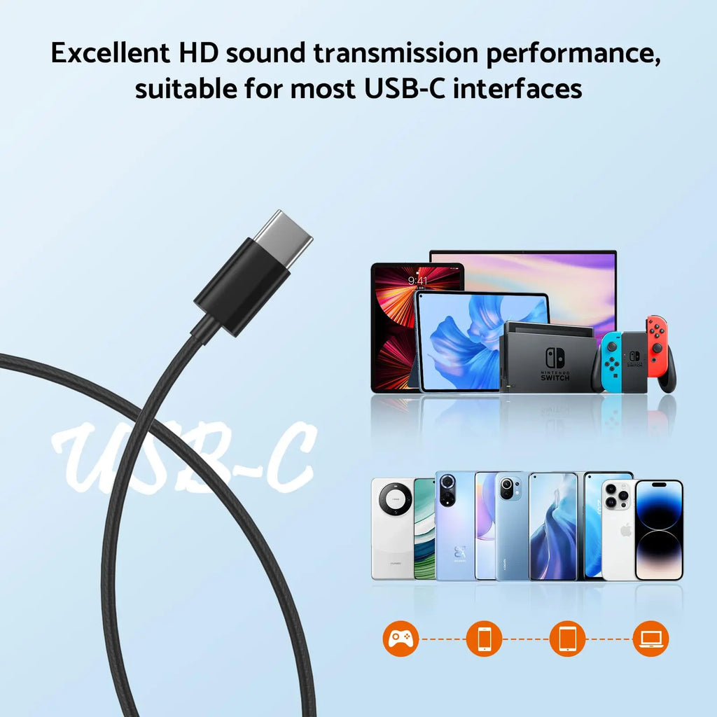 C Wired Earphones Bass Stereo Sound Volume Control Iphone Xiaomi