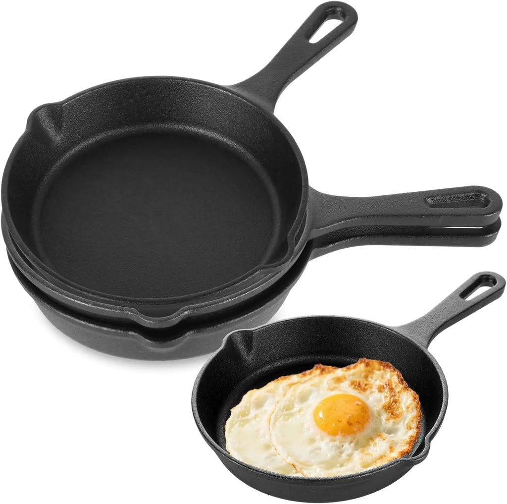 Cast Iron Skillet Frying Pan Pre-seasoned Black Non-stick Mini