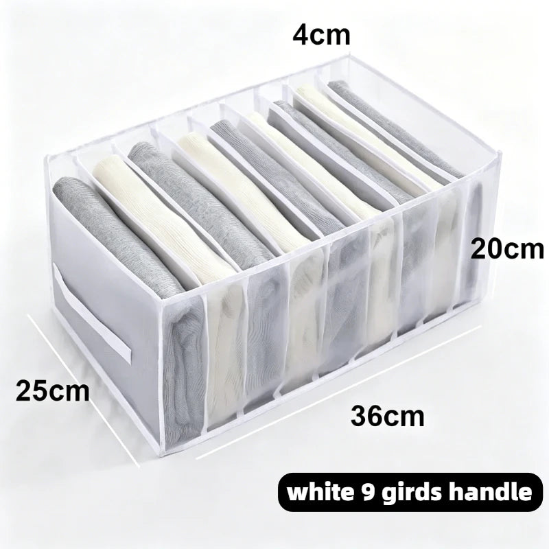 Clothes Organizer for Socks Home Separated Underwear Storage Box Bra Organizing Breathable Mesh Bag Foldable Laundry Basket Zpaxo white 9 girds handle