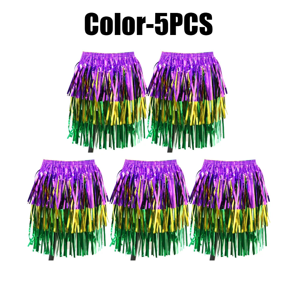 Thick Purple Gold Green Rain Curtain Dance Skirt Fringe Performance