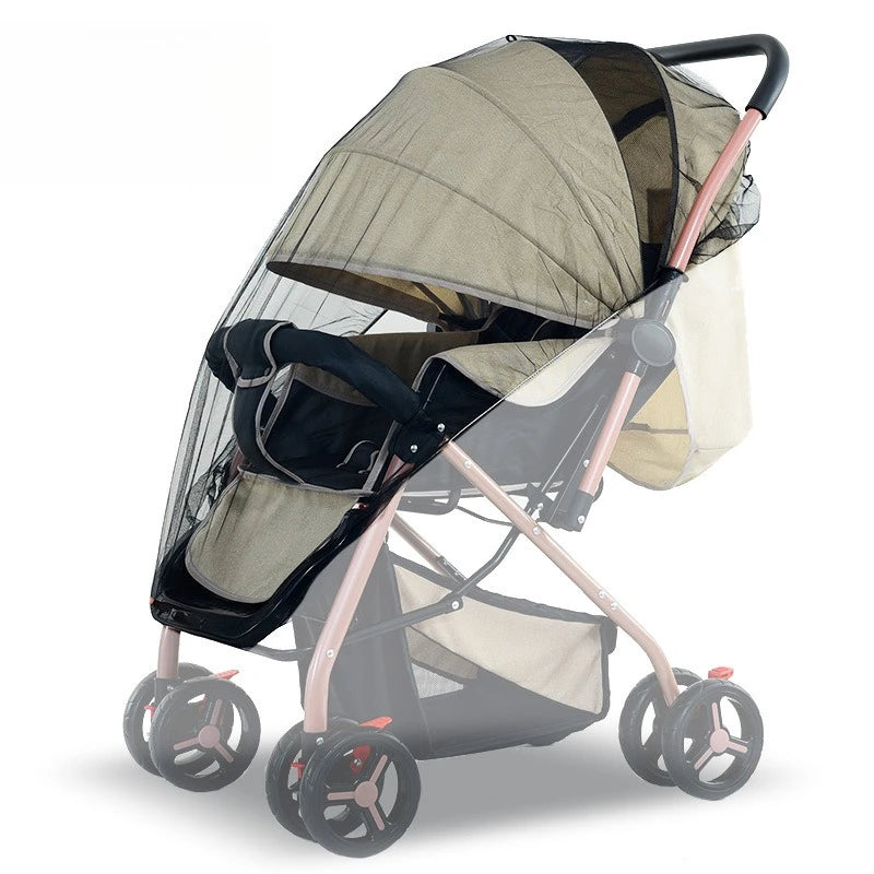 Full-cover Baby Stroller Mosquito Net Cover Sunshade Windshield Mesh Zpaxo Black