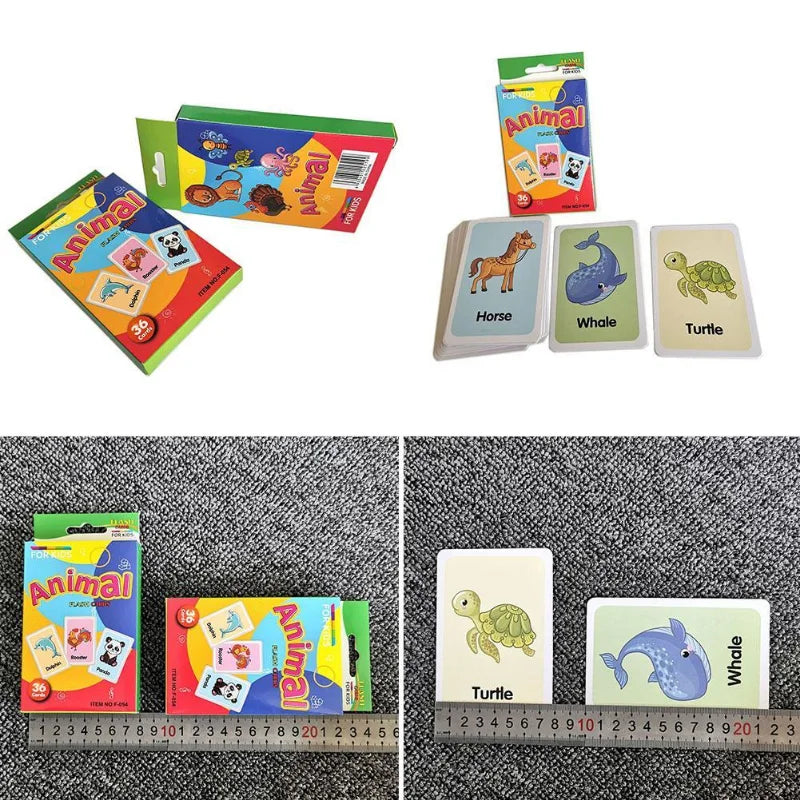 Kids Cognition Card Shape Animal Teaching Baby English Learning Word