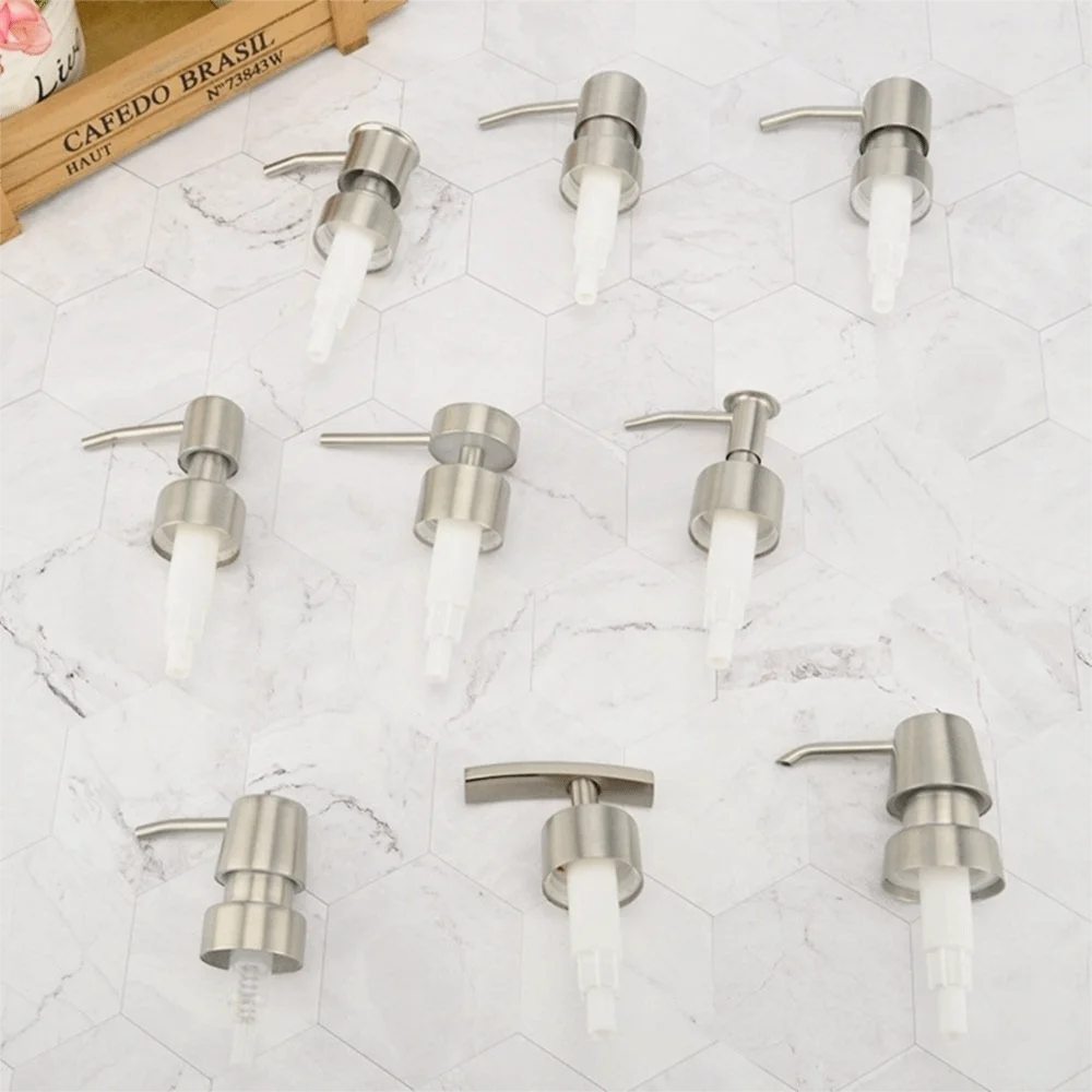 Fashion Stainless Steel Soap Pump Head Reusable Replaceable Shampoo Zpaxo