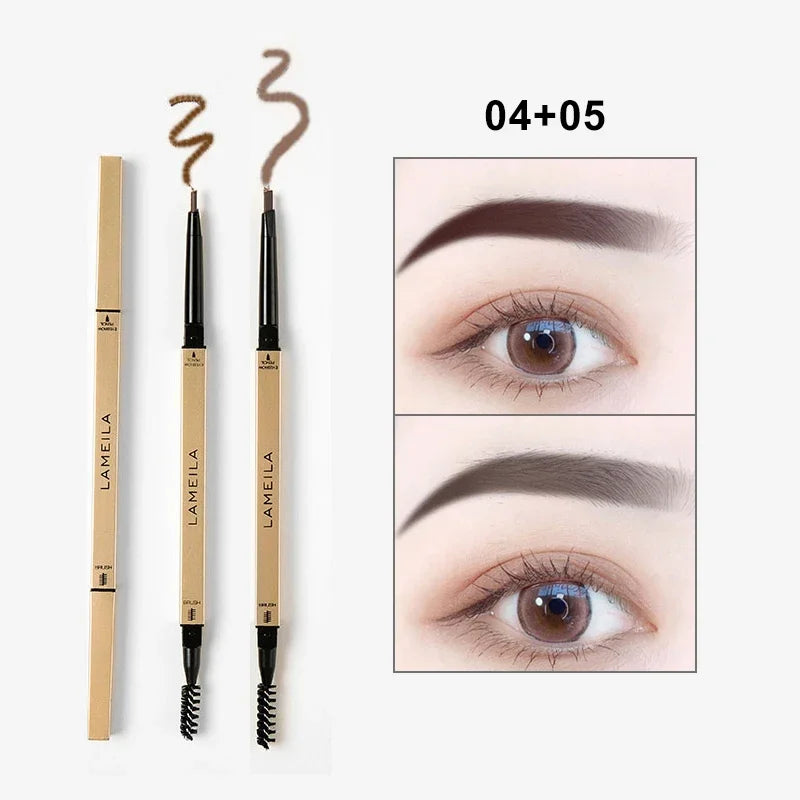2 in 1 Deluxe Golden Strip Eyebrow Pencil 5 Colors Dual-Ended Long-Lasting Waterproof Precise Application Delicate Eye Makeup Zpaxo 04 and 05