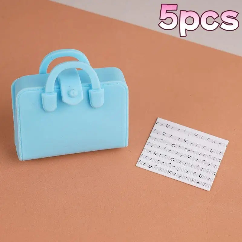 ▶5Pcs Dolls Mini Bags Clothes Accessories 1/12 Dollhouse Simulated Handbag School Bag Music Score Model Study Decoration Toys Zpaxo A7