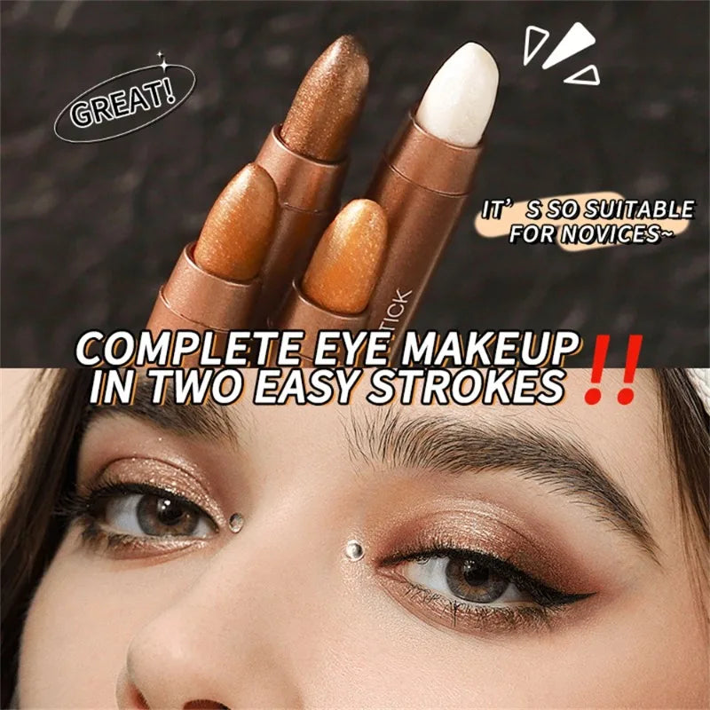Double Head Waterproof Eyeshadow Stick Long Lasting Pigmented Shimmer