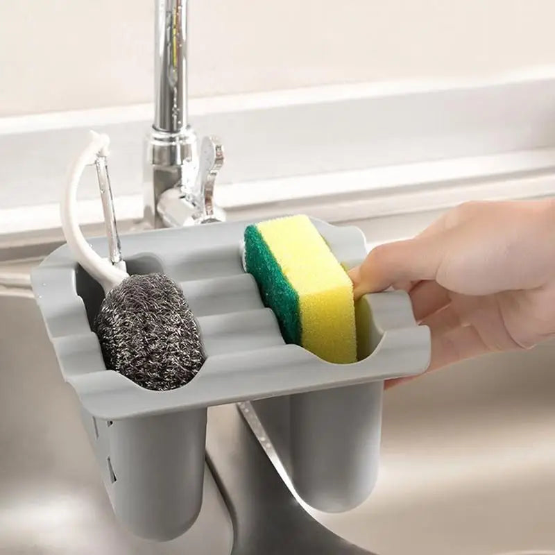 Double Sink Draining Hanging Bag Adjustable Press Faucet Shelf Sponge