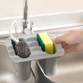 Double Sink Draining Hanging Bag Adjustable Press Faucet Shelf Sponge