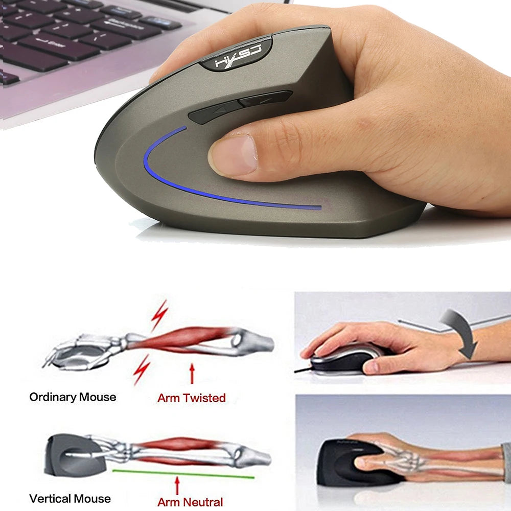 Wireless Mouse Vertical Mice Ergonomic Rechargeable 3 movement speed optional Adjustable USB Charging for Mac Laptop PC Computer Zpaxo