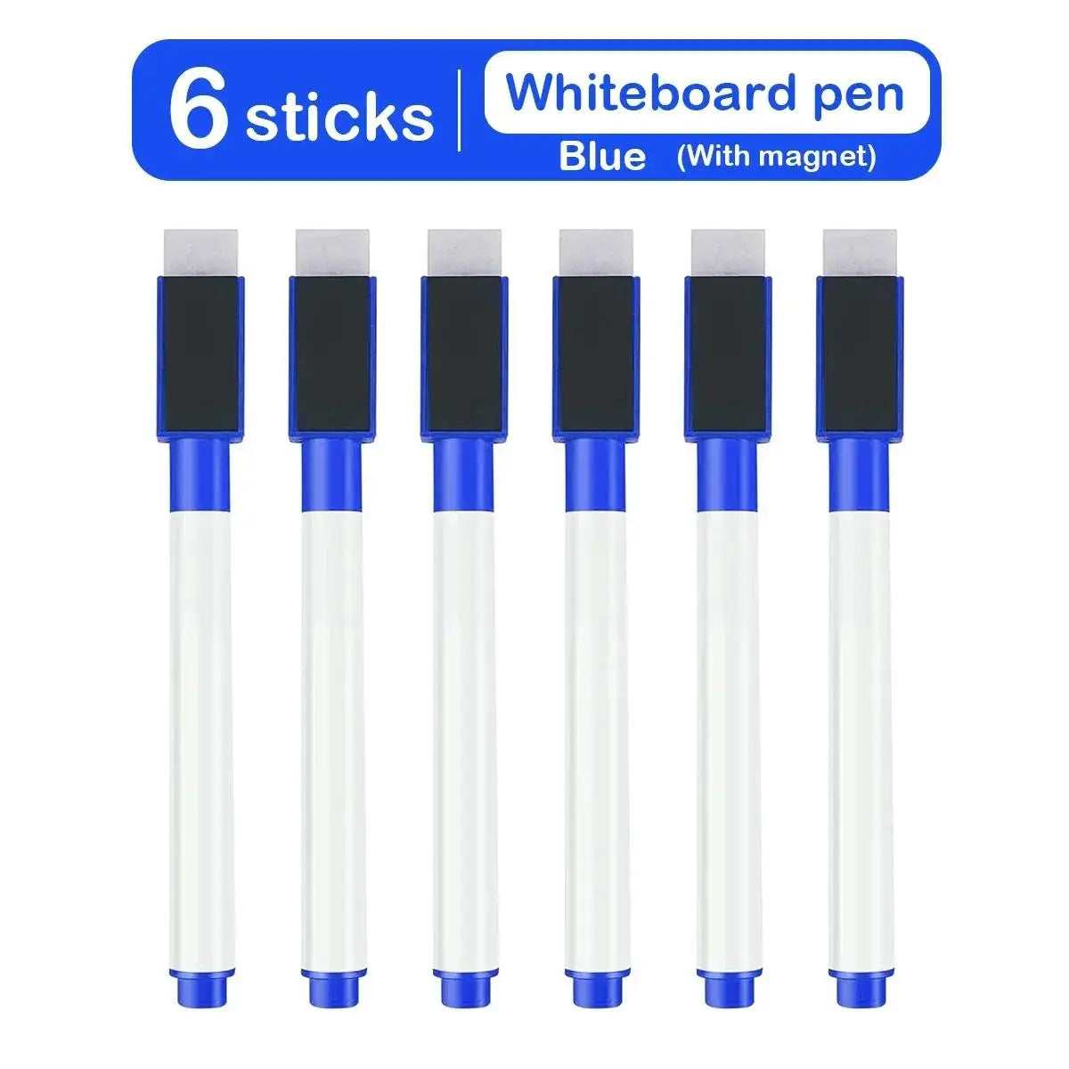 6/8Pcs Magnetic Erasable Whiteboard Pen Color Options Numbering Stationery Office Teaching Supplies For Whiteboard Student Note Zpaxo 6PCS-Blue