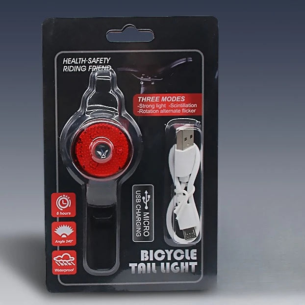New Strap Bicycle USB Charging Creative Taillights Mountain Bike Outdoor Night Riding Taillights Riding Equipment Accessories Zpaxo Red card
