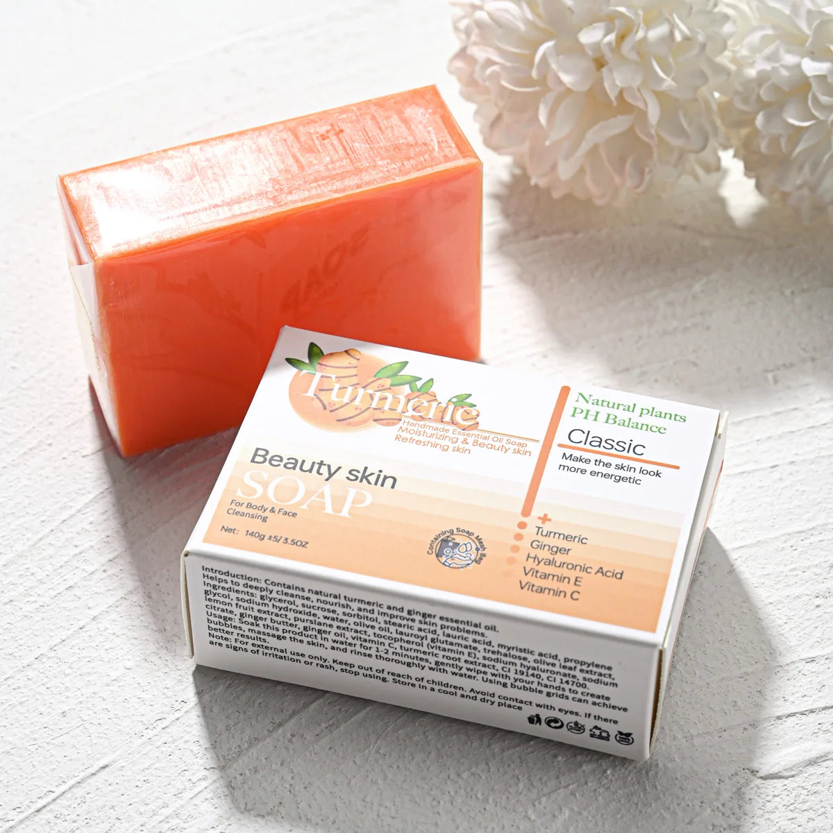 Turmeric Kojic Acid Glutathione Handmade Brightening Soap Handmade Bar Soap Zpaxo 140G HZ Turmeric