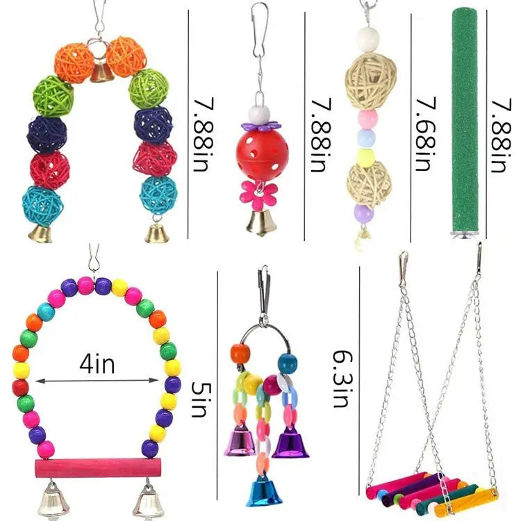 Bird Toy Cage Accessories Wood Parrot Toys Swing Suspension Bridge Zpaxo