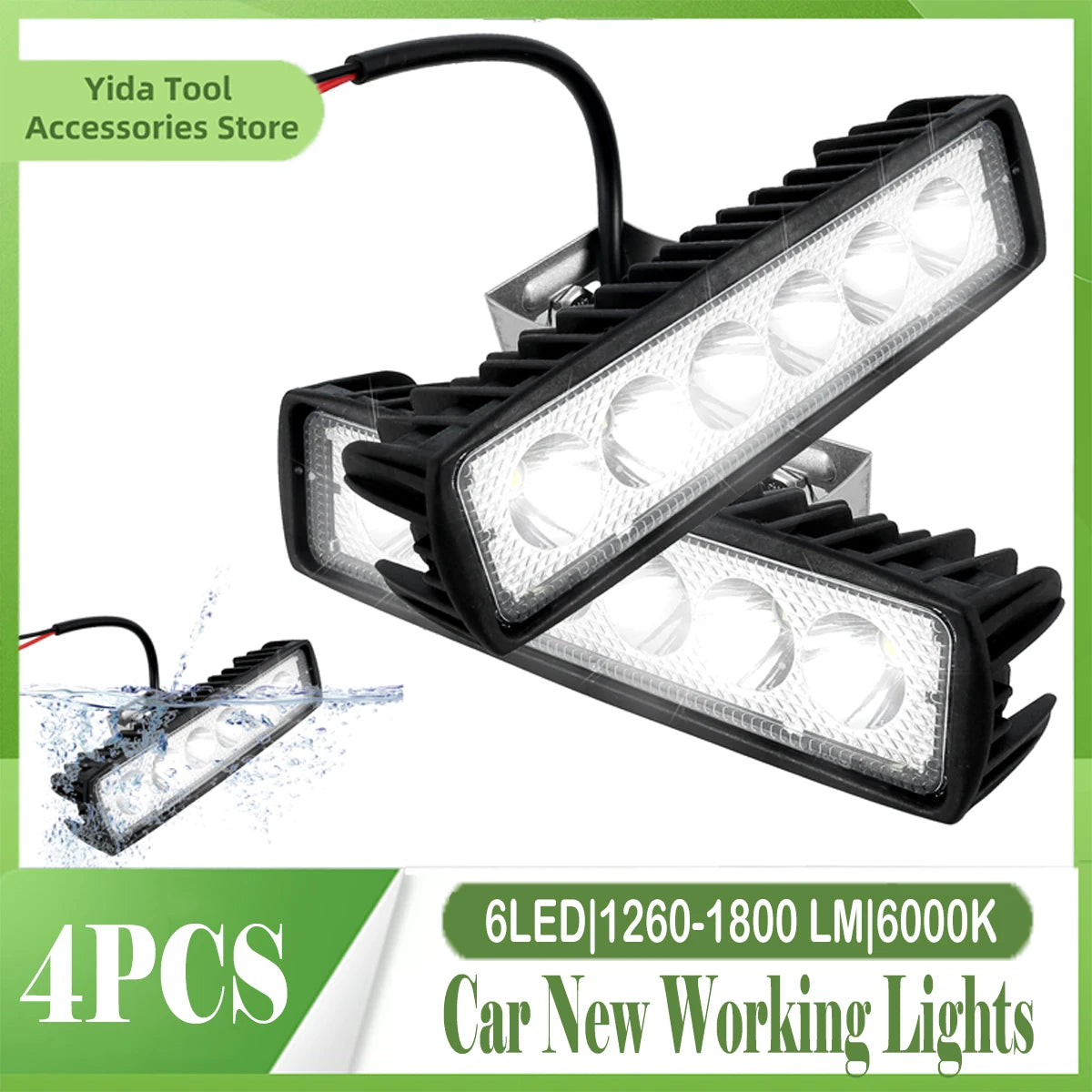 1/2Pcs LED Work Light Strip Shape Light Bar 6000K Flood Spot White Off Road Head Car light IP67 Auto parts For Multiple Scenes Zpaxo