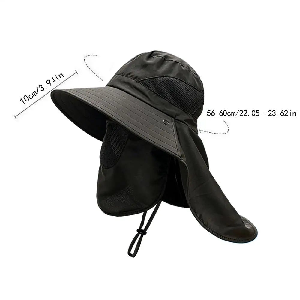 Fishing Hat Summer Sun Hats UV Protection Outdoor Fishing Caps For Hiking Camping Visor Bucket Hat Neck Flap Fisherman Hat Zpaxo Black