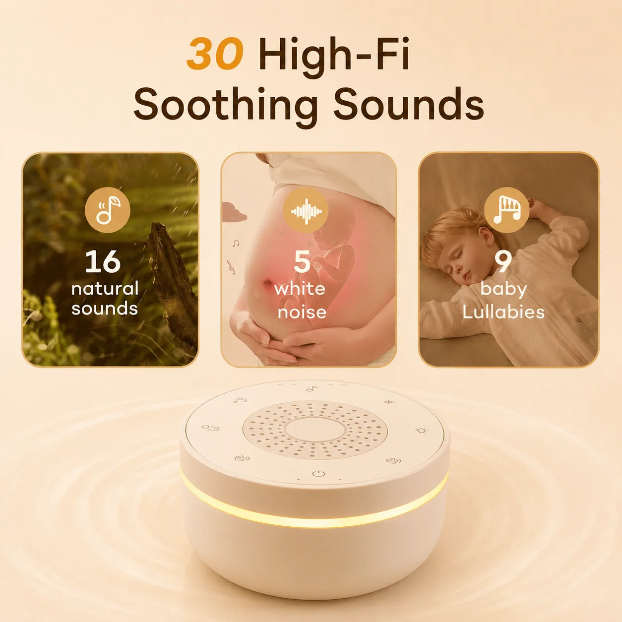 Portable Baby White Noise With 1000mAh 30 Soothing Sounds 5 Colors Night Lights And Timer Baby Sleep Soother For Stroller & Crib Zpaxo