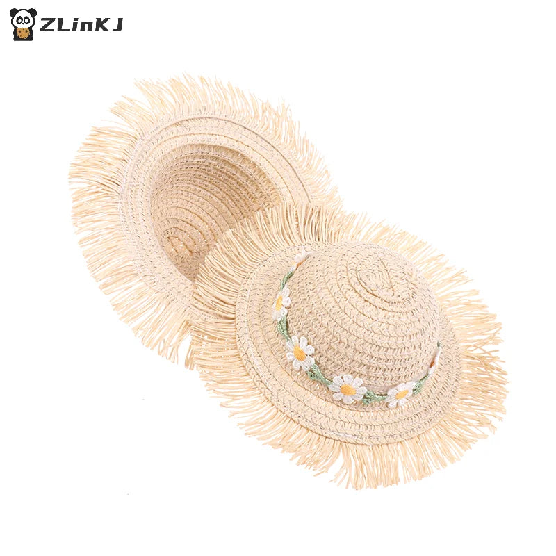 ▶1Pcs Mini Handmade Flower Hat Sun Cap For 1/6 Doll Accessories Doll Cute Hat With Bow Decoration Doll Hat Children's Toy Gift Zpaxo