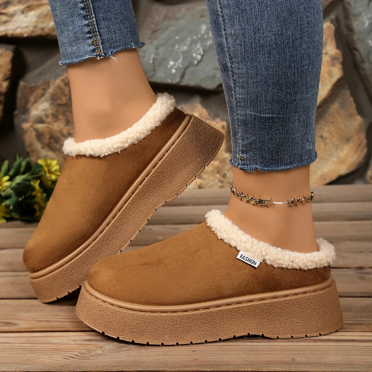 Women Snow Boots 2025 New Round Toe Slip on Soft Warm Shoes Women Winter Solid Color Platform Ankle Boots Woman Zapatos De Mujer Zpaxo maroon 36