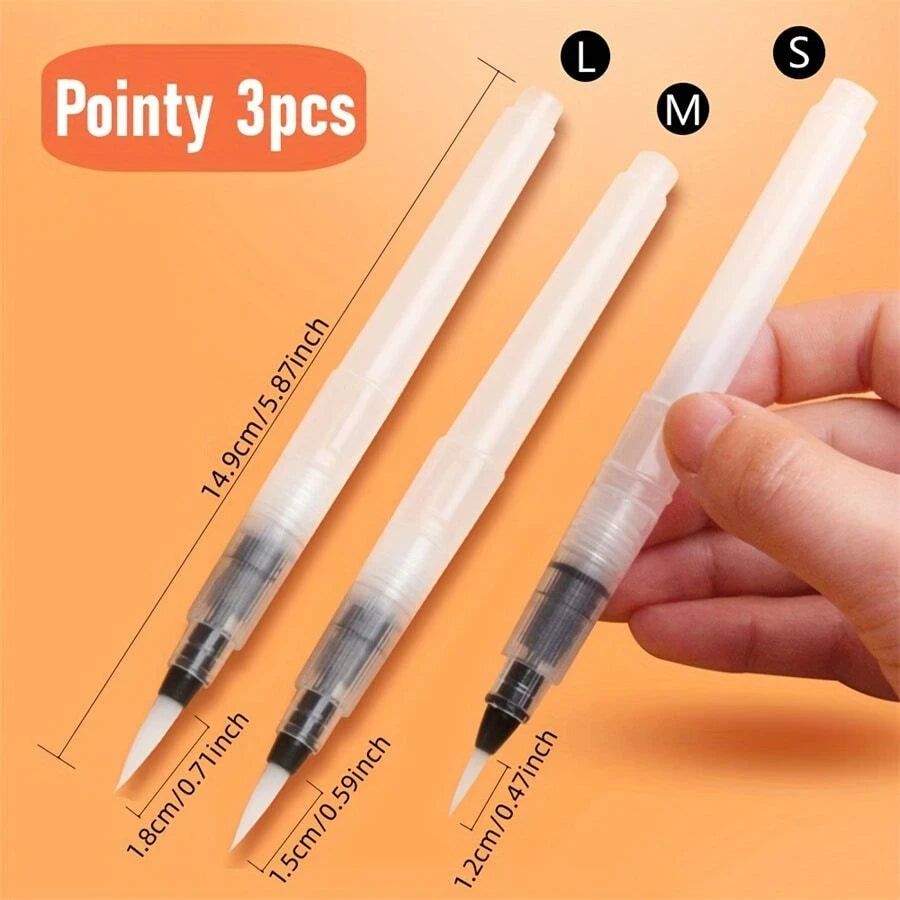 Watercolor Brush Set 3–18 | White Nylon & Water Storage | Zpaxo