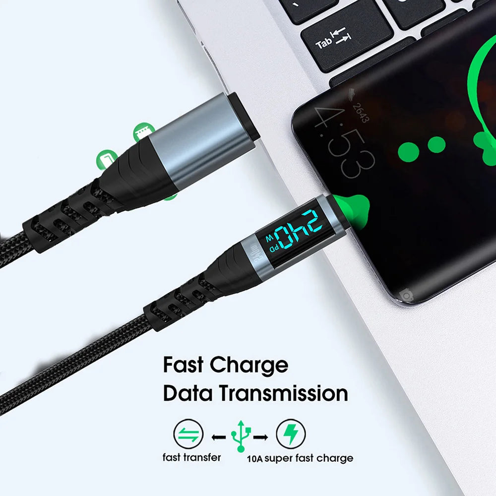 USB-C to USB-C Cable 240W 6A Fast Charging & 480Mbps Data USB-C Charging Cable Zpaxo