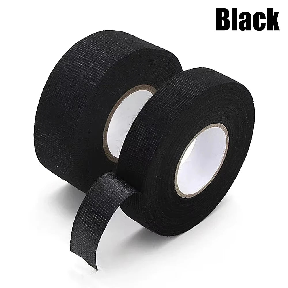 9/15/19/25/32MM Wear Resistant Fabric Tape Car Wiring Loom Protection Tape Heat Resistant Automotive Electrical Cloth Tape Zpaxo BLACK 25 m 50 mm