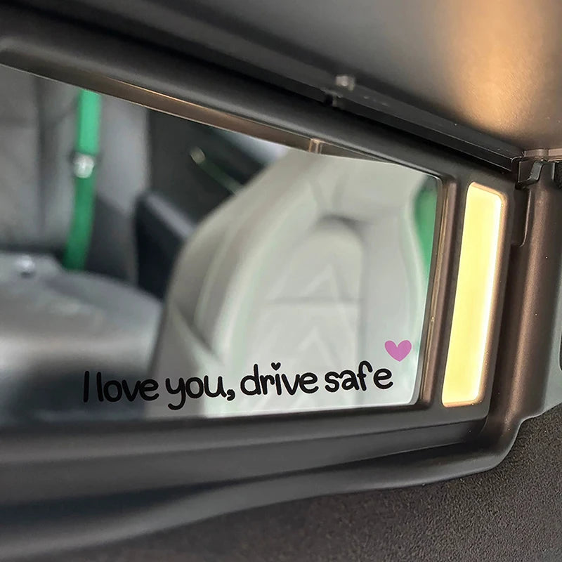 Car Mirror Stickers I Love You Drive Safe Heartfelt Affectionate