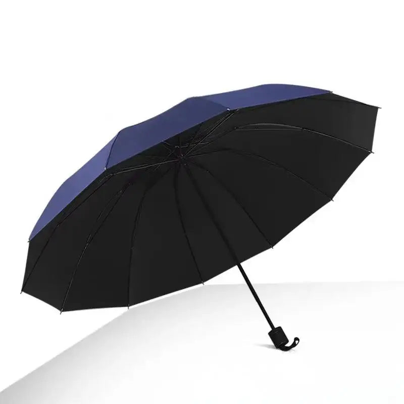 130cm High-Quality Ten-Bone Umbrella Waterproof Windproof Reinforced Frame Manual Large Protection Umbrella Zpaxo Blue 10K metal-fiber composite