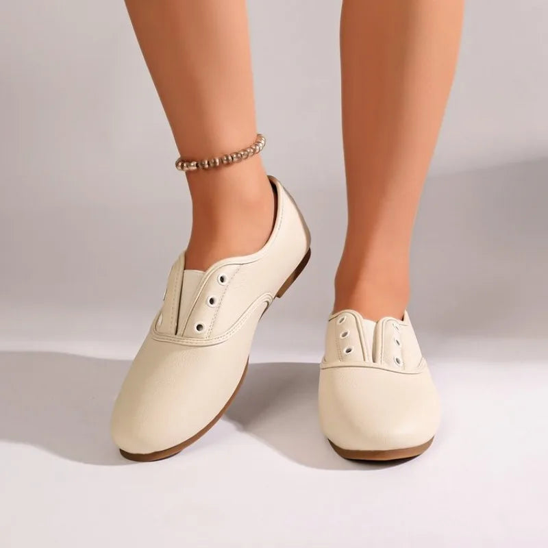 Women's Round Closed Toe Comfortable Solid Single Shoes Spring Autumn Zpaxo