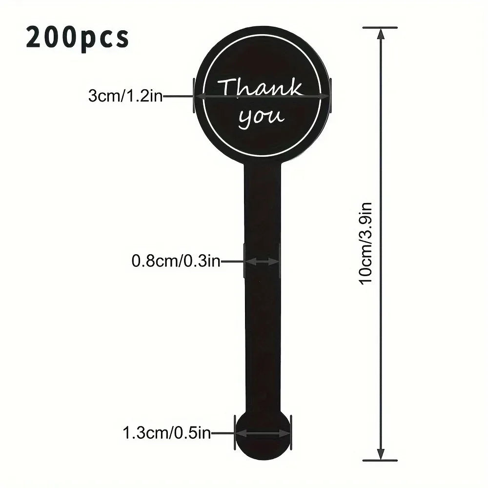 50/100/200pcs Black Thank You Long Sealing Sticker Pudding Bottle Sticker, Baking Box Label Sticker, Baking, Handicraft Products Zpaxo 200pcs