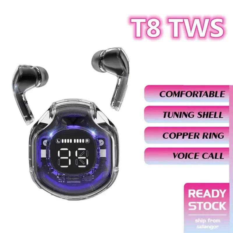 T8 TWS Wireless Earphone Bluetooth 5 3 Headphones Sport Gaming