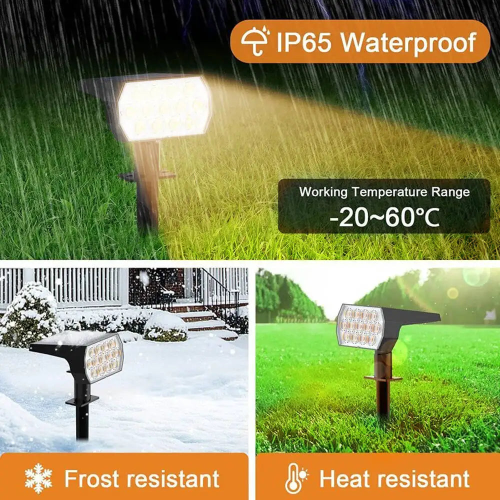 1-2PCS 52LED Solar Spot Lights Outdoor IP65 Waterproof 3 Lighting Modes Landscape Wall Lamp for Garden Yard Tree Lawn Pathway Zpaxo