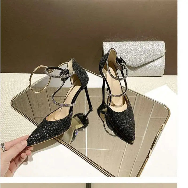 French Girl Gradient Heels 2025 Arrival Sequin Crystal Wedding Shoes