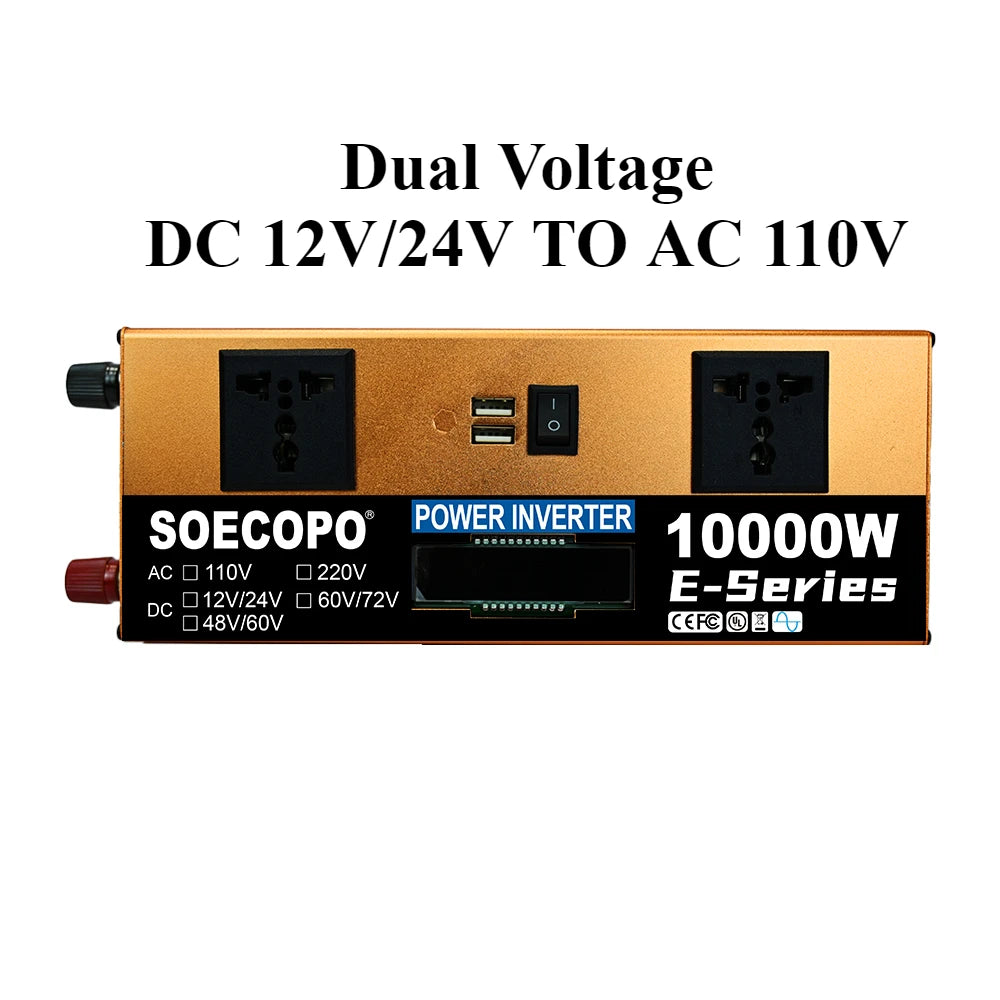 SOECOPO 10000W Solar System 300W Panel 100A MPPT Controller Smart Inverter 12V/24V to 110V 220V AC for Home RV Camping CE FCC Zpaxo only Inverter 110V