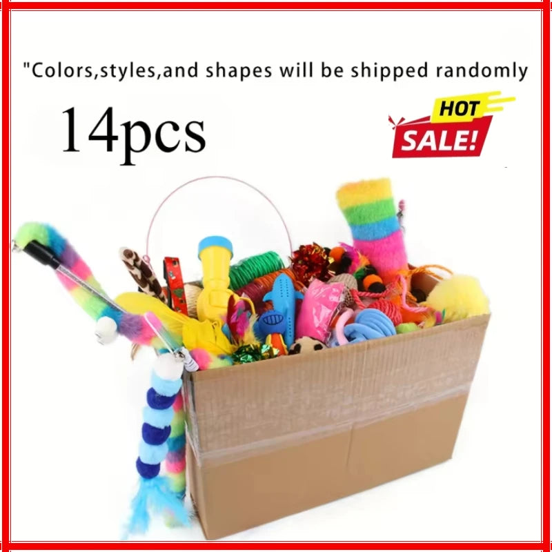 56pcs/28pcs/14pcs Pet Kitten Toys Variety Cat Toy Combination Set Cat Toy Funny Cat Stick Sisal Mouse Bell Ball Cat Supplies Zpaxo