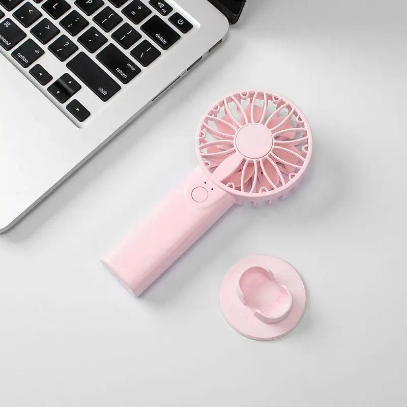 652F Rechargeable Mini Fan USB Desk Strong AA Battery Powered for Office Travel Outdoors Zpaxo