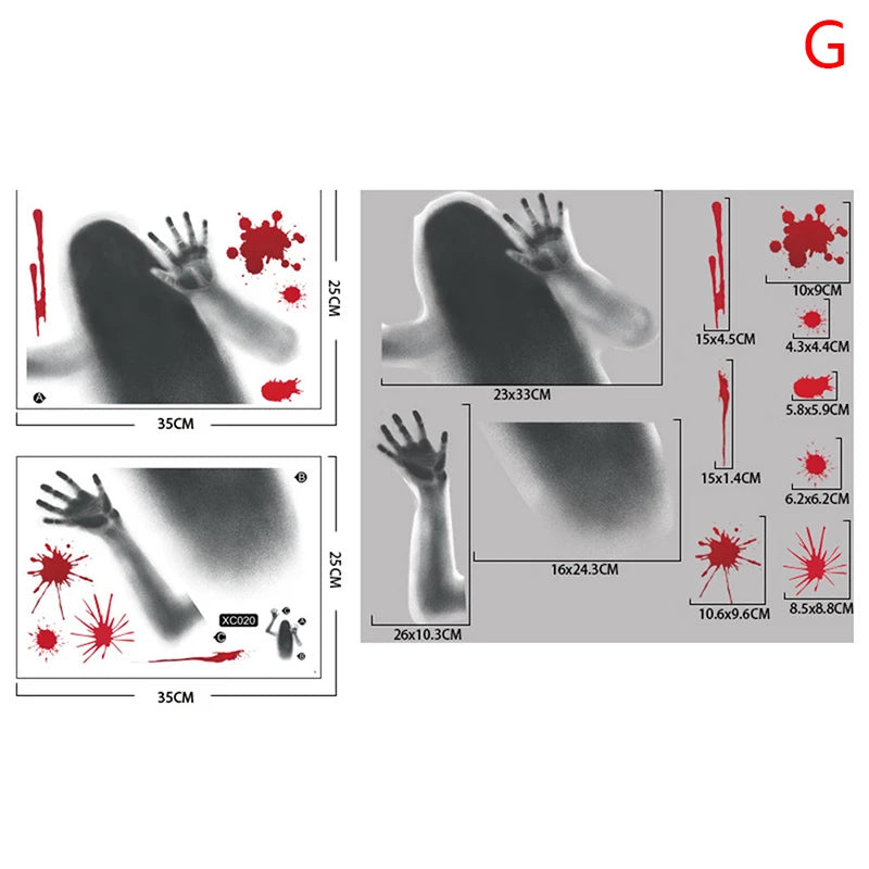 MHalloween Stickers Horror Blood Hand Print Door Window Bathroom Zpaxo XC020