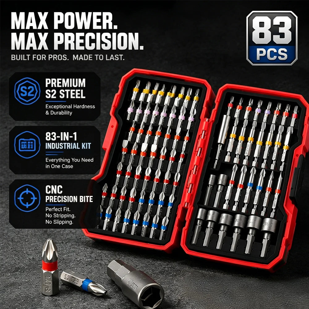 83Pcs Screwdriver Bit Set Colorful Security Bits Electric Screwdriver Set with Case Portable Steel Magnetic Long Drill Bit Set Zpaxo